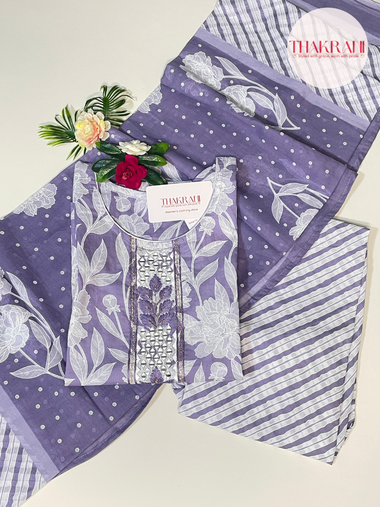Lavender Bloom Cotton Suit Set