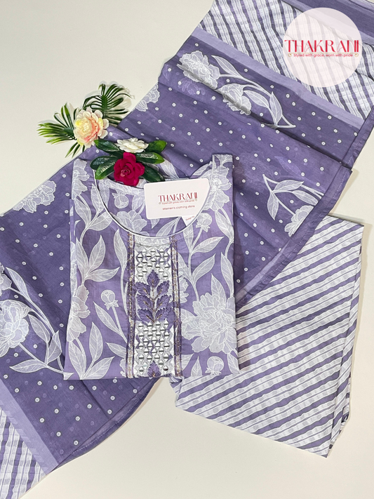 Lavender Bloom Cotton Suit Set