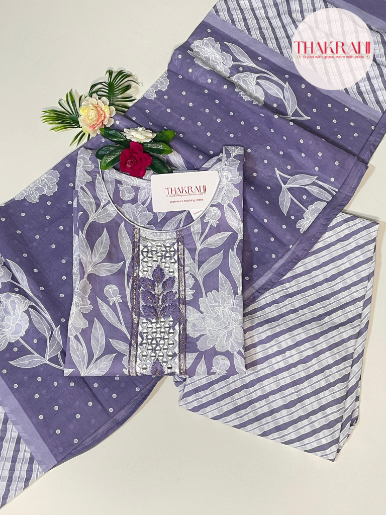 Lavender Bloom Cotton Suit Set