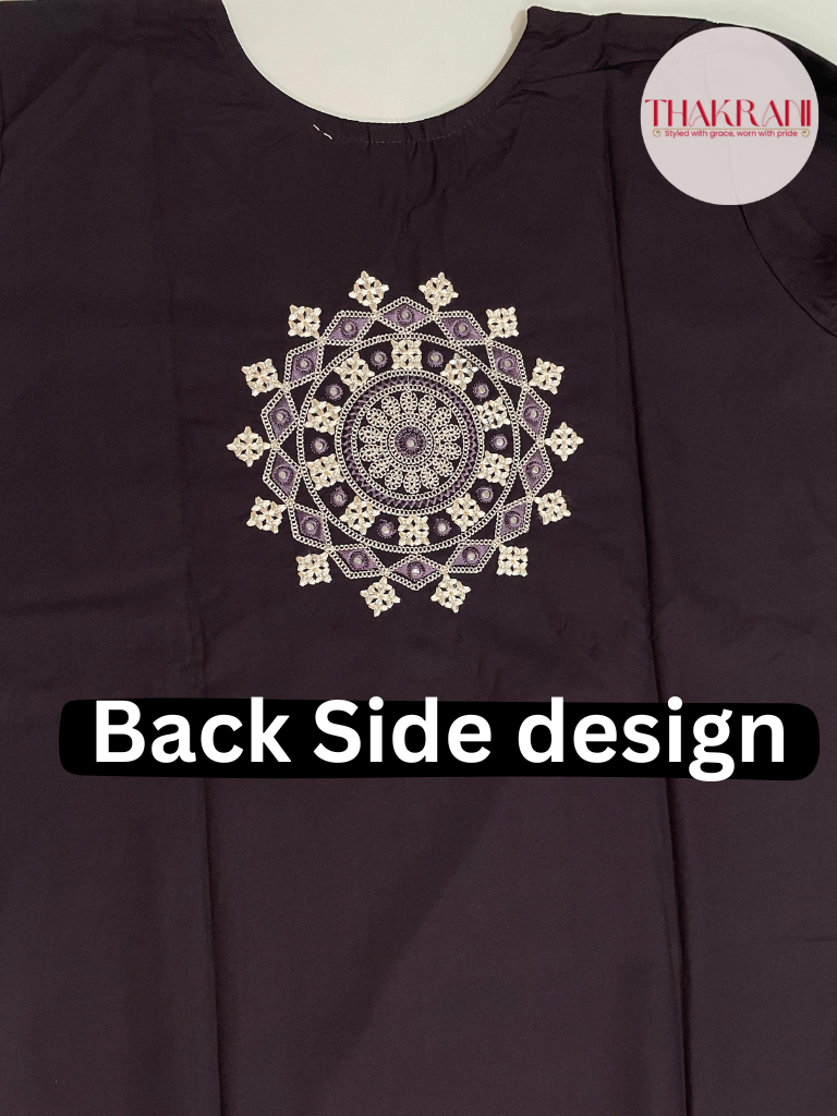 Deep Plum Embroidered Kurta Set with Printed Dupatta