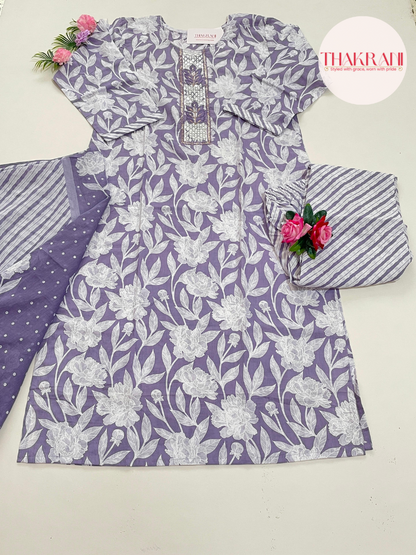 Lavender Bloom Cotton Suit Set