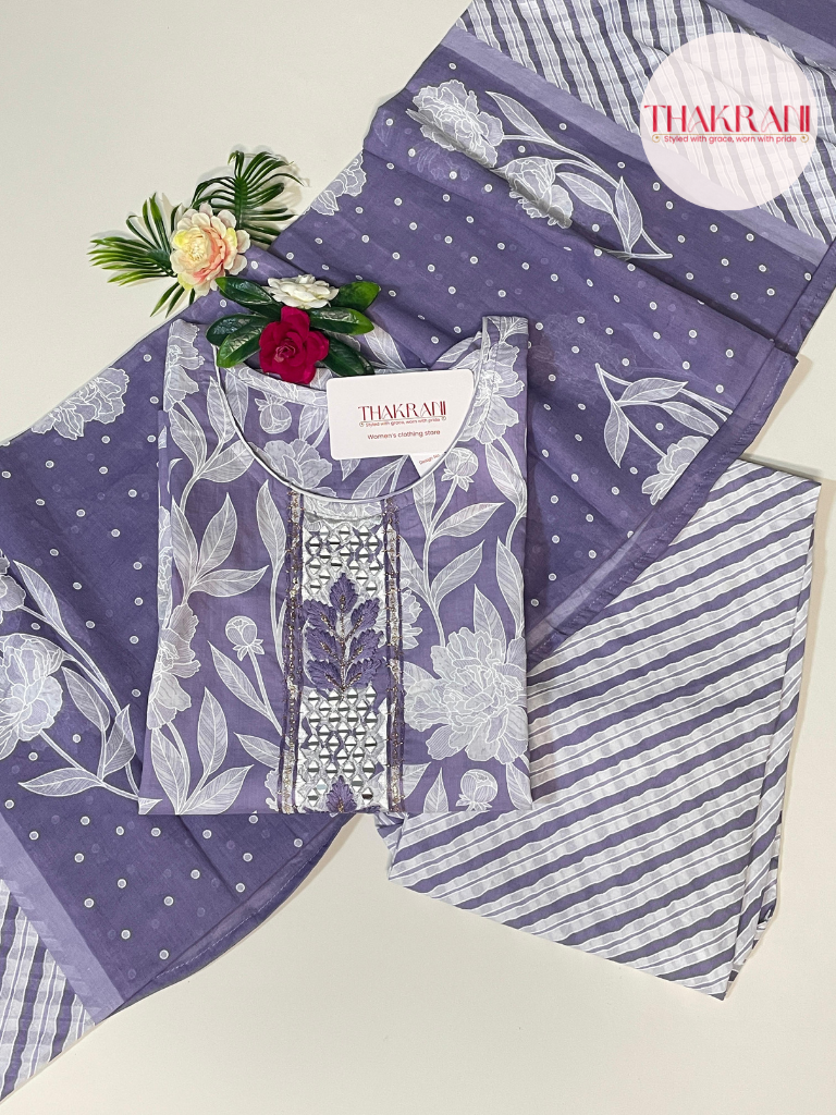Lavender Bloom Cotton Suit Set